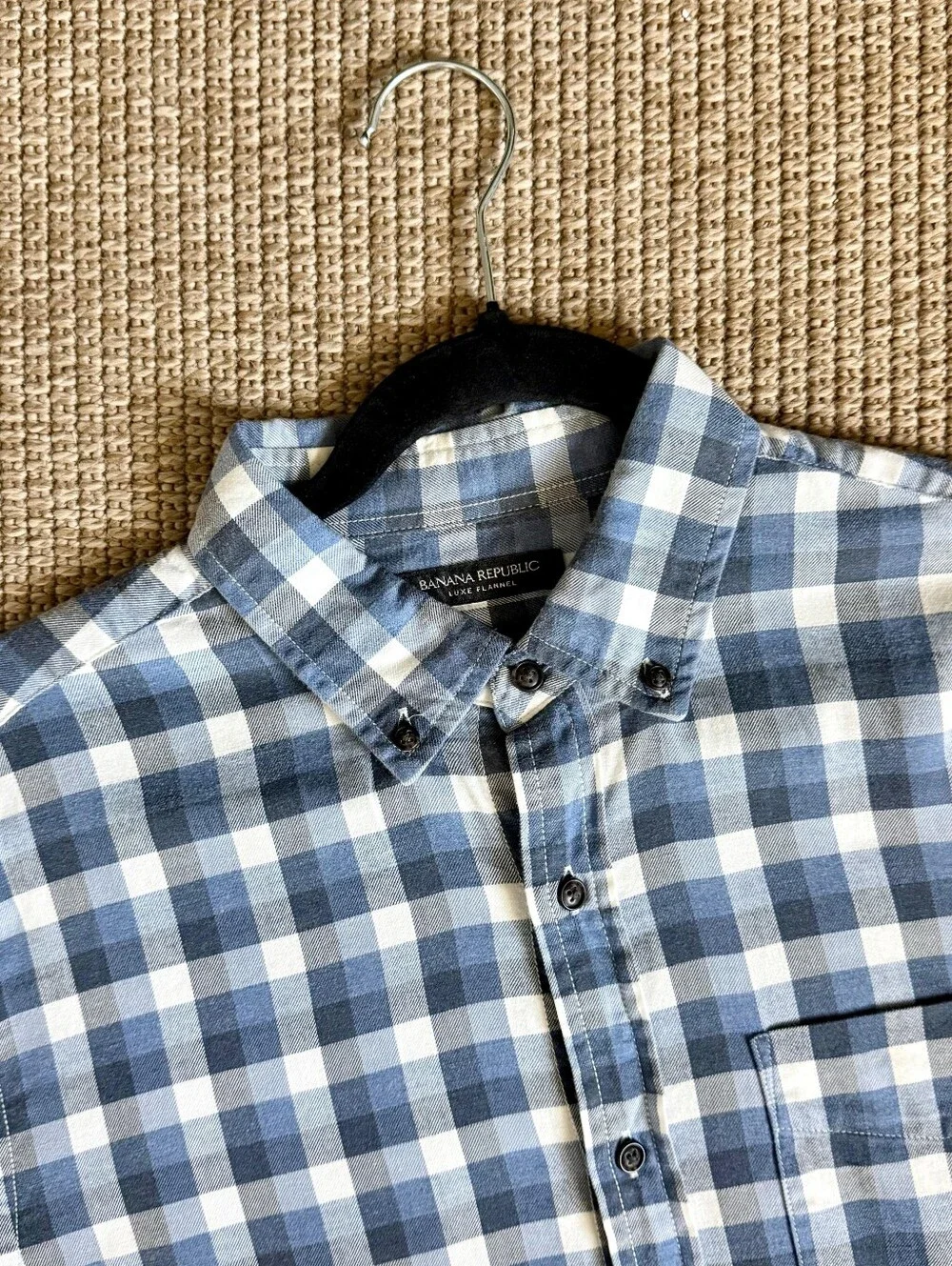 Banana Republic Men's Blue & White Plaid Button-Down Shirt